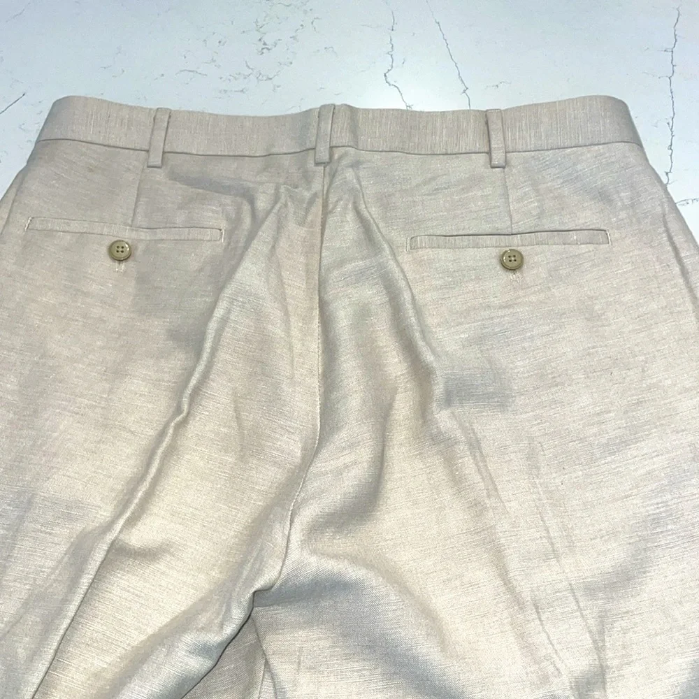 Cubavera Linen Blend Pants Men 34x34 Khaki Classic Fit Flat Front NWOT Resort